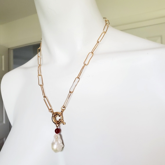 Boho Asymmetric Rough Pearl Necklace - Gold change - Picture 3 of 12
